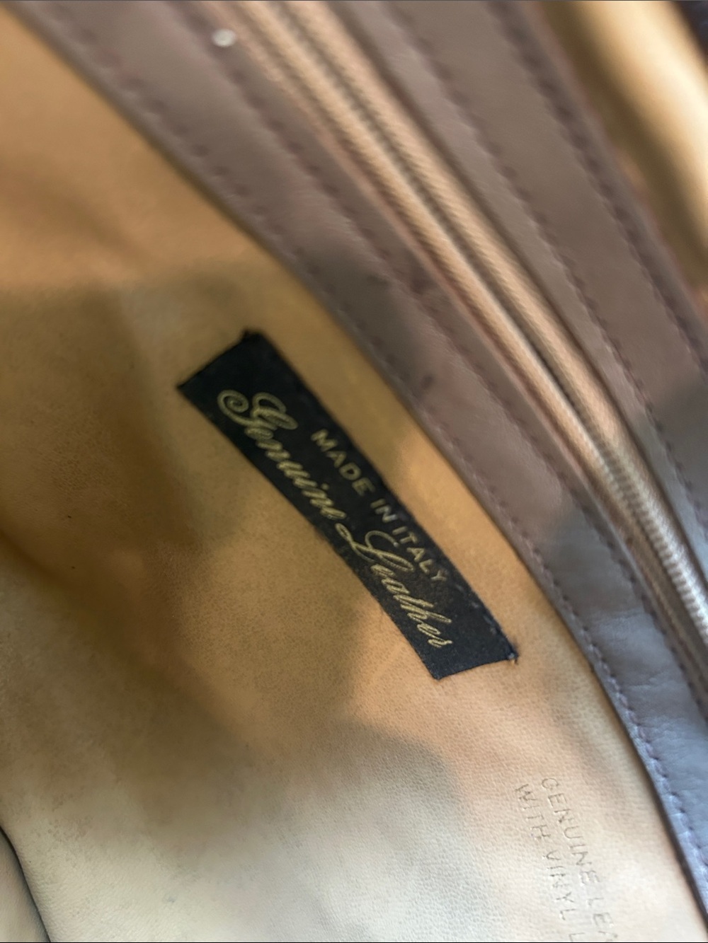 Vintage Brown Leather Clutch with Brown & Gold Accent - Picture 6 of 9